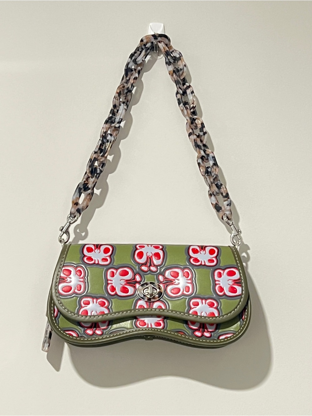 Coachtopia Wavy Dinky Bag in Olive Green Butterfly Print 🦋✨